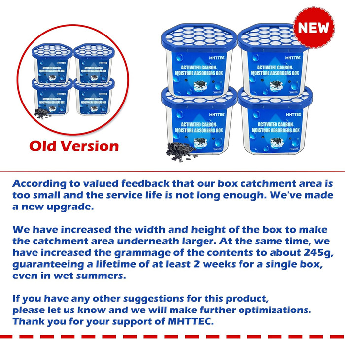 Moisture Absorber Boxes, 4 Pack, 284 ml, Dehumidifier for Closet, Bathroom, Basement, Home, Bedroom, Moisture Packs for Car, Disposable Desiccant