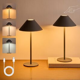 BOJIM 2 шт. LED настільна лампа з акумулятором, бездротова, USB, диммування, магнітна, IP54, для балкона/на вулицю (Антрацит)
