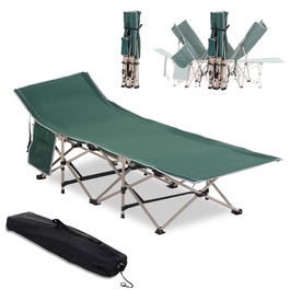 Outsunny Folding Cot with Storage Bag, Foldable Camping Bed, Camping Lounger, Includes Carry Bag, Steel Oxford Fabric, Green, 190 x 68 x 52 cm | Aosom