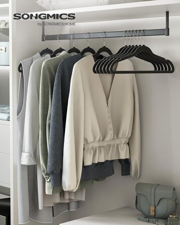 Плечики для одягу SONGMICS, велюрові, 20 шт., для сорочок, жакеток, костюмів, 41.5 см, чорні