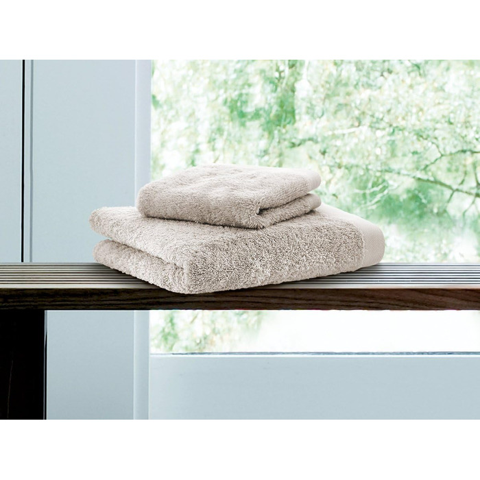 Herzbach Home Sauna Towel 80 x 200 cm 2-Pack – 100% Cotton – Soft & Absorbent – Extra Large & Long (Sand Grey)