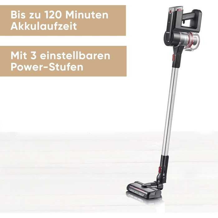 Бездротовий акумуляторний пилосос SEVERIN HV 7166 (Чорний): 60 хв роботи, 2-в-1, для тварин, легкий, без мішка, 400 Вт