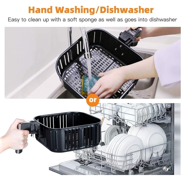 Фритюрниця без олії Uten 5.5L XXL, 1700W, таймер, антипригарне покриття, для 2-8 осіб, темно-сіра