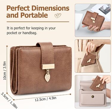 WACCET Wallet for Women Small, Ladies Purse RFID Blocking PU Leather Large Capacity Wallet with 14 Card Slots and Zipper Coin Pocket Small Wallet for Women