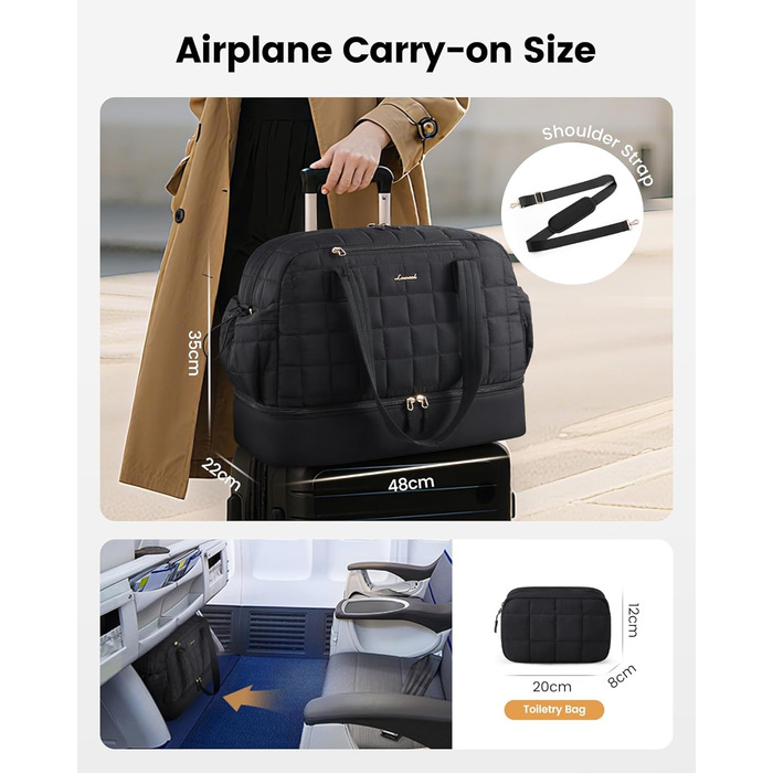 LOVEVOOK Спортивна сумка-рюкзак 35L для подорожей, фітнесу, йоги, чорна (M)