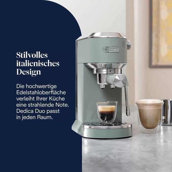 Еспресо-кавоварка De'Longhi Style EC 685.B Dedica 2025: компактна, з професійним капучинатором, для кави та ESE Pads