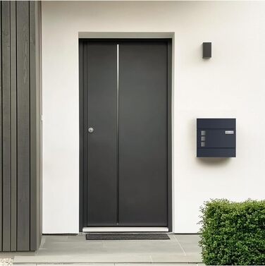 Поштовий ящик Zedelmaier з нержавіючої сталі, індивідуальне гравіювання, з газетницею, замком та 2 ключами, антрацит 33x31x10 см