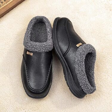 Чоловічі домашні тапочки з плюшевою підкладкою, теплі зимові, чорні (45 EU)