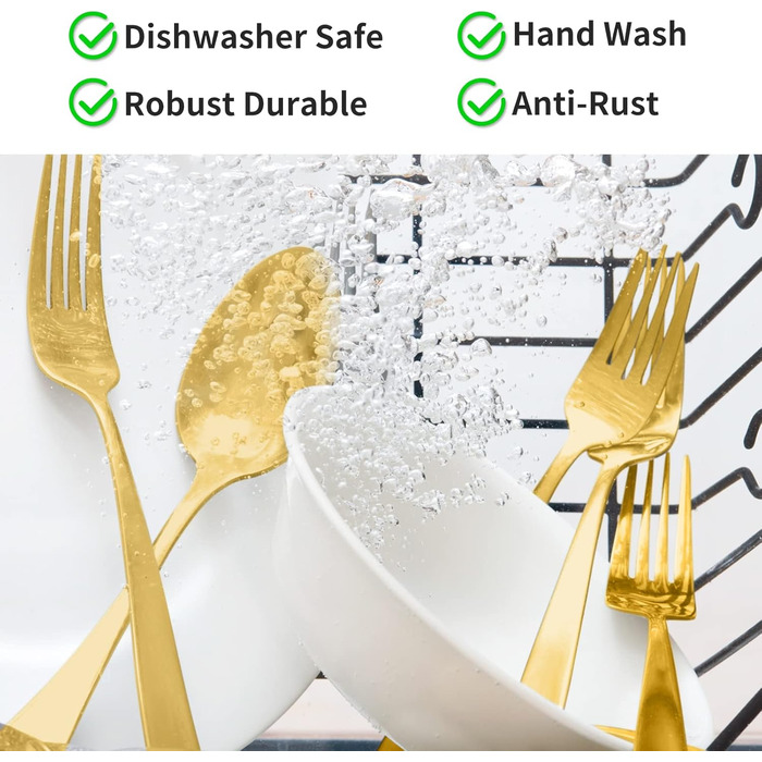 Набір столових приборів Aoeeppa на 6 осіб (30 предметів) з нержавіючої сталі, золотий