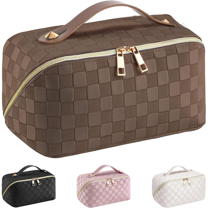 Косметичка для подорожей жіноча, велика місткість, з PU шкіри, органайзер для макіяжу, культбагаж, косметичка для подорожей, аксесуари для подорожей, жіноча