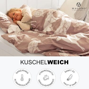 Комплект постільної білизни для дитячого ліжечка Magano® 100x135 см, бамбук та бавовна сатин, 400 TC, гіпоалергенний, для хлопчиків та дівчаток. В комплекті: простирадло 100x135 см + наволочка 40x60 см (135x200 см + 80x80 см, пудрово-рожевий)