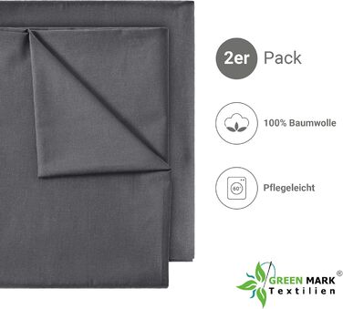 GREEN MARK Textiles 2-Pack Classic Fitted Sheets Bed Sheet 100% Cotton without Elastic Various Sizes and Colors Size: 150x250 cm, anthracite grey