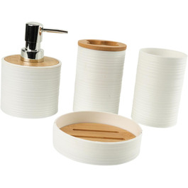 Набір аксесуарів для ванної кімнати Perfk 4X: мильниця, стакан для води, тримач для зубних щіток, зелений (білий)