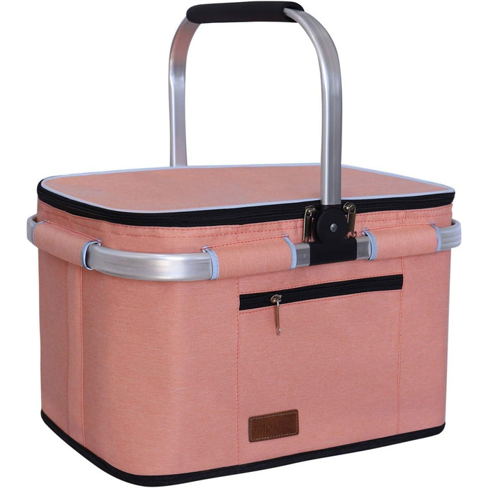 Кühltasche Einkaufskorb: Велика ізольована сумка-холодильник для покупок, офісу, кемпінгу, пікніка, подорожей. Водонепроникна, з боковою підтримкою, витримує вертикальне положення. Рожевий колір.