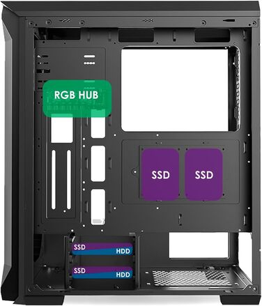 Ігровий корпус для ПК Empire Gaming Darkwitcher ATX, ARGB, металева сітка, загартоване скло, 4 PWM вентилятори 120мм, чорний