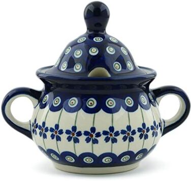 Bunzlauer Ceramics Original 0.35 Liter Sugar Bowl, Sugar Dispenser, Sugar Container with Lid Ø14.6 cm H13.2 cm, Decoration 166a