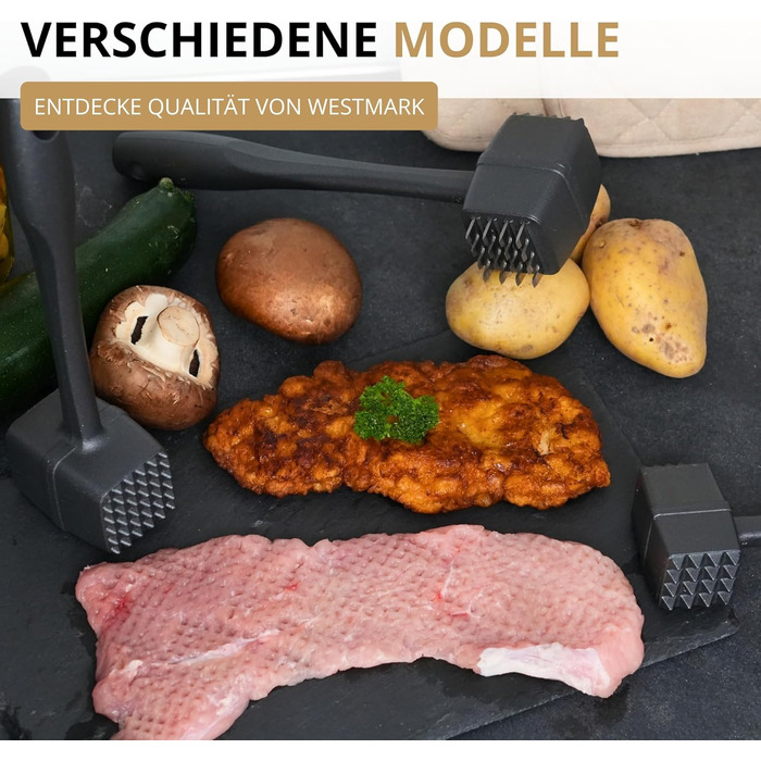 Westmark Steakmaster Black Edition: двосторонній молоток для м'яса та стейкер для приготування стейків, барбекю та грилю. Важкий молоток для м'яса, антрацитового кольору.