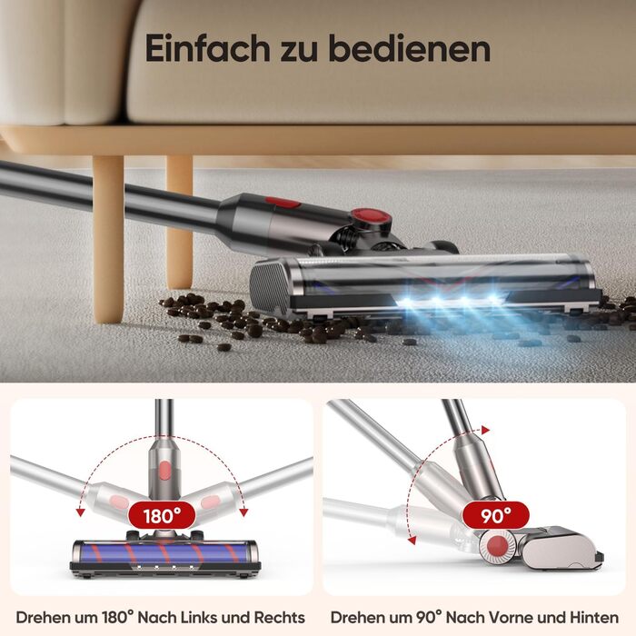 Насадка для пилососа Dyson V7, V8, V10, V11, V15 FLYLINKTECH з LED підсвіткою та змінними роликами (сіра)