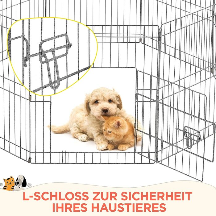 Yaheetech 8-Panel Folding Dog Playpen - 61cm High, Indoor/Outdoor Pet Pen with Door, Flexible & Portable, Easy Assembly - Suitable for Dogs, Cats, Puppies, Rabbits