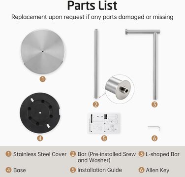 Stainless Steel Freestanding Toilet Paper Holder - Brushed Finish, SUS304, 66cm Height