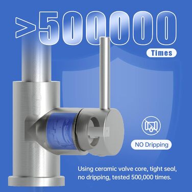 Кухонний змішувач Appaso з висувною лійкою, високотискний, 2 режими, 360° обертання, нержавіюча сталь, без свинцю та нікелю