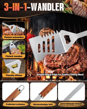 Набір гриль-посуду, 6 предметів, нержавіюча сталь, з сумкою. Професійний набір для гриля, барбекю, кемпінгу