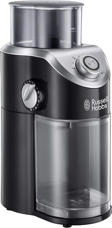 Електрична кавомолка Russell Hobbs Classics з дисковим жорном, регулюванням ступеня помелу (від порошкоподібного до грубого), для кавових зерен, горіхів, спецій, круп, об’єм 100 г, 23120-56, чорна