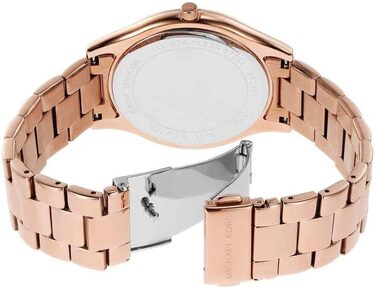 Жіночий годинник Michael Kors Slim Runway 42мм, кварцовий механізм, сталевий браслет, колір рожеве золото
