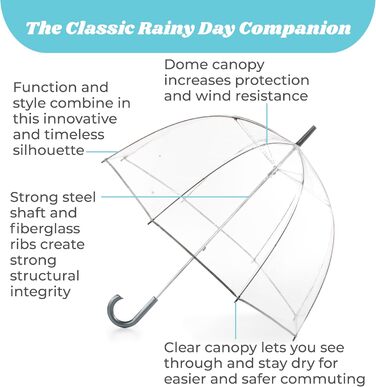 Women's Transparent Umbrella with White and Black Dots - One Size