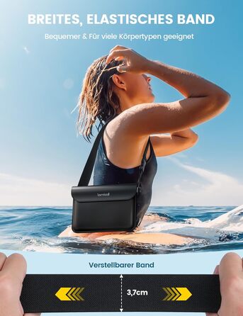 Водонепроникна сумка Lamicall [2 шт.] - водонепроникний поясний мішок з регульованим ремінцем, IPX8, для водного спорту, плавання, пляжу, катання на човнах - чорний