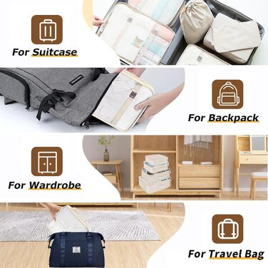 Органайзер для валізи 10 шт. Набір Packing Cubes для одягу, Travel Organizer, Набір кубиків-органайзерів для валізи, рюкзака, ручної поклажі (бежевий)