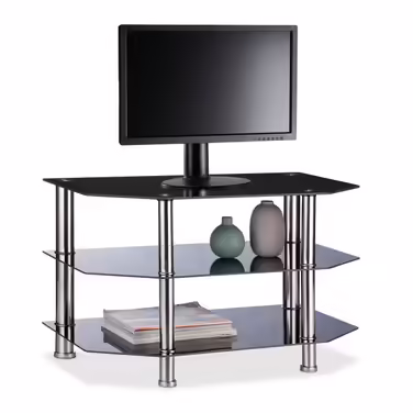 Relaxdays TV Table Black Glass