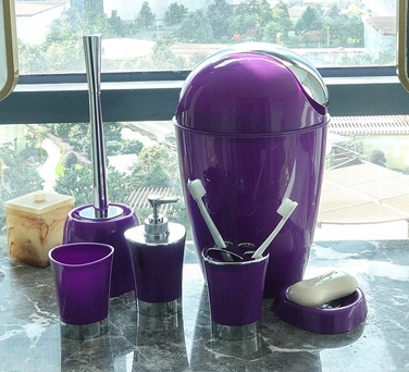 Набір аксесуарів для ванної кімнати, 6 предметів, фіолетовий
