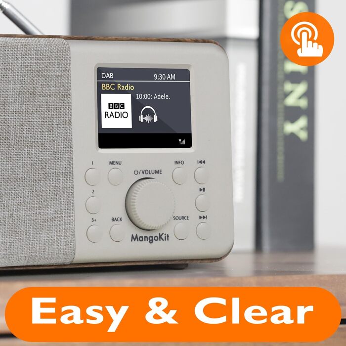 Портативне цифрове радіо MD3 DAB/DAB+/FM з Bluetooth, динаміком та навушниками, 40 станцій, будильник, годинник, таймер, кольоровий дисплей, живлення від батарейок та мережі (корпус з ясеневого дерева)