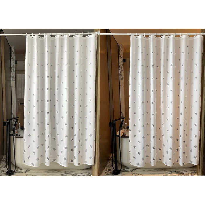 Штора для душу YOUNG DA текстильна біло-сіра з малюнком 