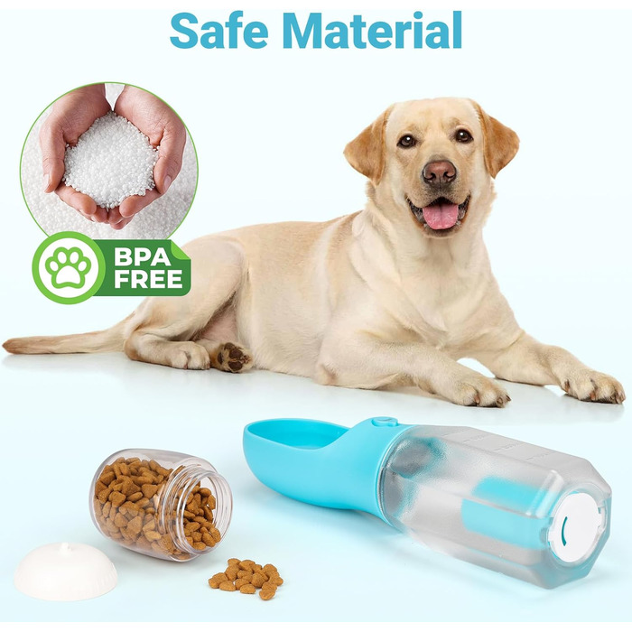 Турбунок для собак Zivacate 600 мл з контейнером для корму та пакетами для відходів - блакитний