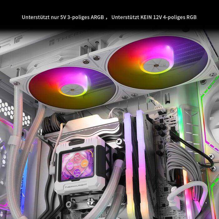 Thermalright Frozen Warframe 240 White ARGB: рідинна система водяного охолодження CPU для AMD/Intel, LGA1700/AM4/AM5, LCD-дисплей 320x240