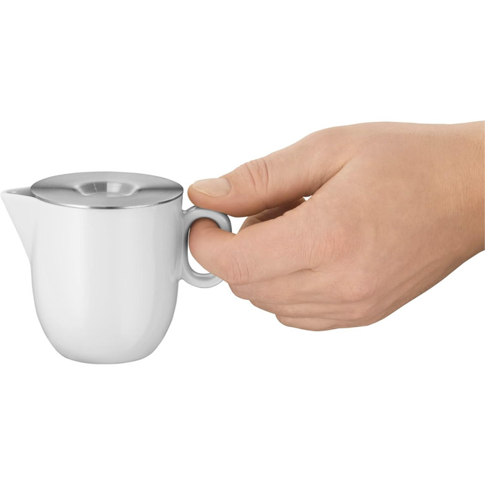WMF Barista Sugar Bowl & Cream/Milk Pitcher Set - 130ml & 170ml - Porcelain with Lids and Saucers - Dishwasher Safe