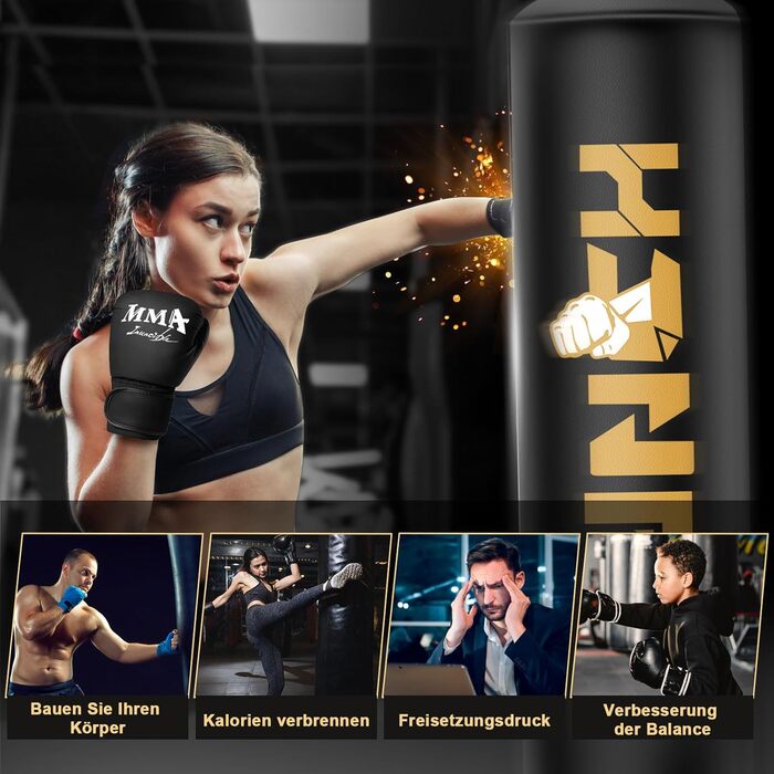 Важкий боксерський мішок зі стійкою для дорослих, підлітків та дітей. Комплект для кікбоксингу та ММА. Ідеально для домашнього фітнесу.