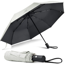 Візон Парасолька чоловіча/жіноча, автоматична, стійка до вітру, 210T тефлонове покриття, легка, міцна, колір слонова кістка