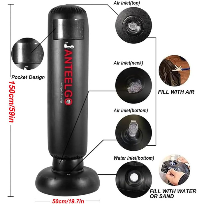 Дитячий боксерський мішок JanTeelGO 150 см з надувною основою - для карате, таеквондо та боксу (3-12 років)