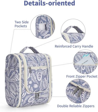 Косметичка для дорослих та дітей Narwey Klein - жіноча та чоловіча сумочка для туалетних аксесуарів (Blaues Blatt (Klein)) A-blaues Blatt S