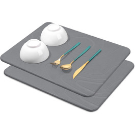 Килимок для сушіння посуду Snuggery, 61 x 40.6 см, 2 шт, сірий (з кремнезему)