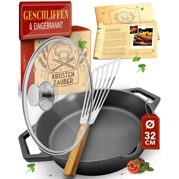 Чавунна сковорода Krustenzauber 28 см для індукції з інструкцією та кулінарною книгою