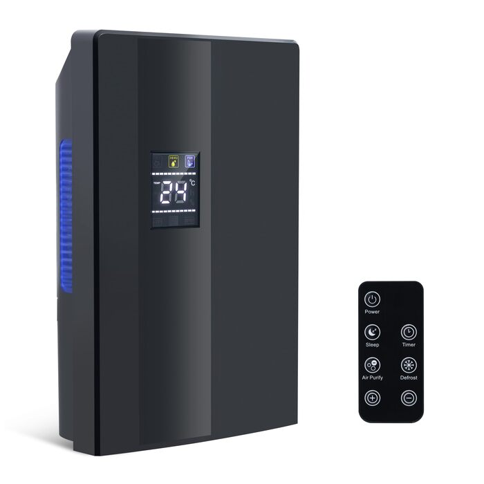 CITYBEE Електричний осушувач повітря - тихий осушувач для дому з відведенням води, пультом дистанційного керування, таймером 24 години, функцією автоматичного розморожування та UV-очищенням. Підходить для підвалів та спалень (площа до 25-30 м²). Білий (20