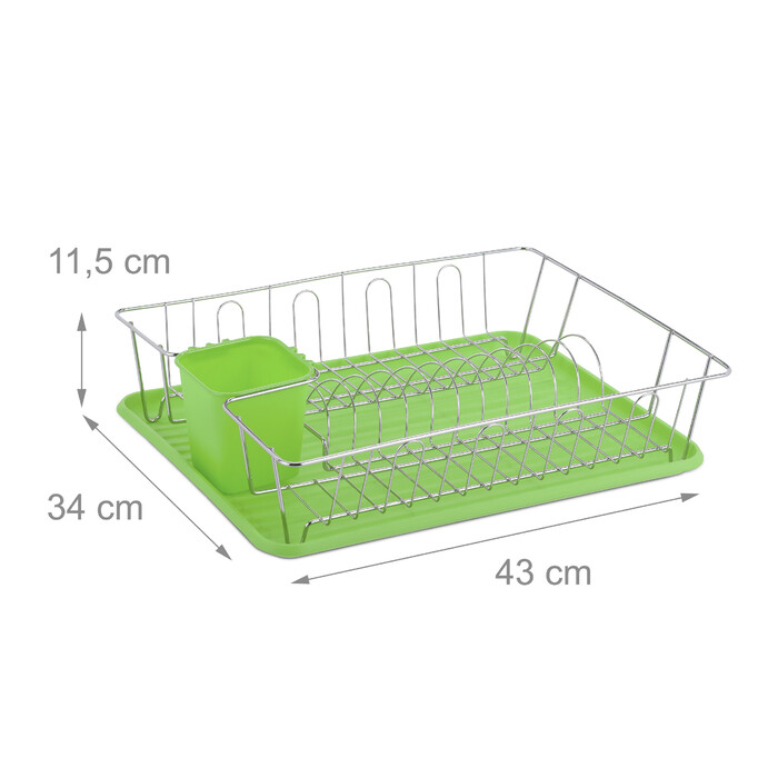 Relaxdays Dish Drainer with Cutlery Basket in Green