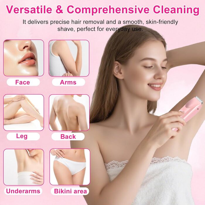 Електричний жіночий стайлер 2-в-1: для обличчя, тіла та бікіні. Вологозахисний, акумуляторний.