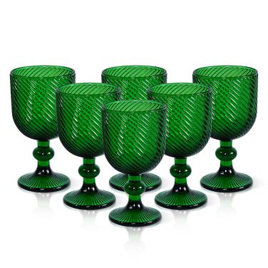 Набір вінтажних келихів для вина, 350 мл, 6 шт., кришталеве скло з тисненням, придатні для миття в посудомийній машині, рожеві