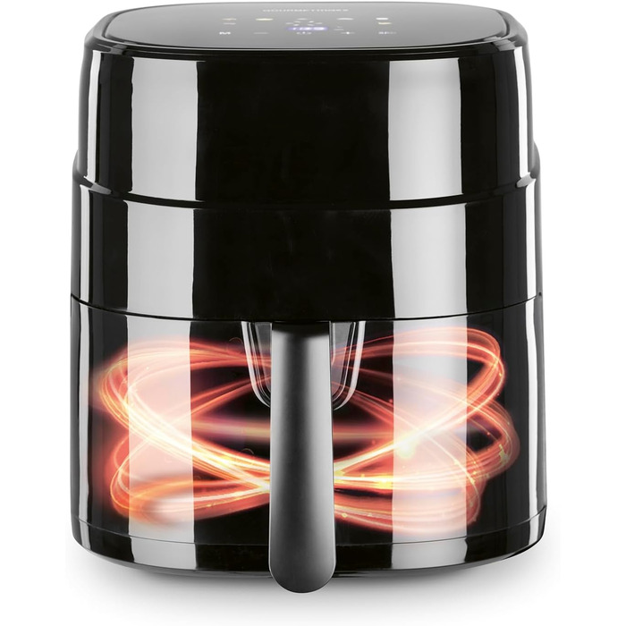 Фритюрниця горіння повітрям GOURMETmaxx 4.5L – Airfryer 1400W з цифровим дисплеєм, таймером, захистом від перегріву, миється у посудомийній машині, без жиру – Чорний 4.5 літри