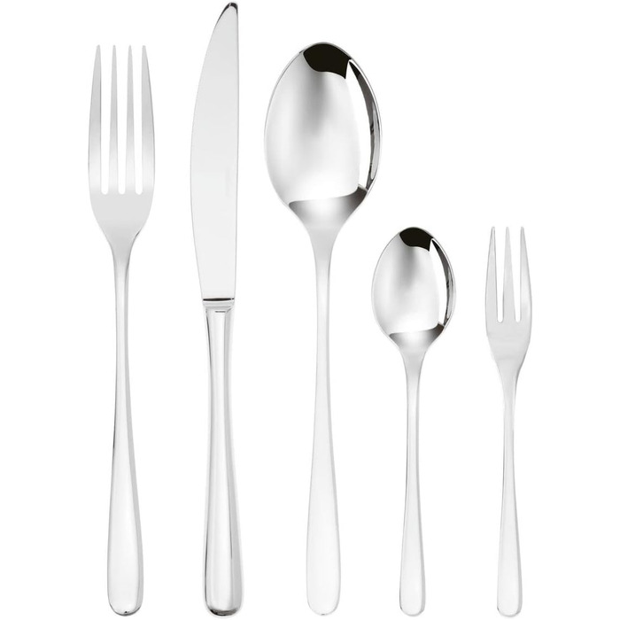 Sambonet Taste 52553-G6 - 18/10 Stainless Steel Dinnerware Set, for 12 people, 30-piece: 6 Forks, 6 Spoons, 6 Knives, 6 Teaspoons, 6 Dessert Forks, Dishwasher Safe, Steel